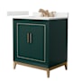 Wyndham Collection Marlena 30" Free Standing Single Basin Vanity Set with Cabinet and Quartz Vanity Top Green / White Quartz Top / Satin Bronze Hardware