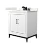 Wyndham Collection Marlena 30" Free Standing Single Basin Vanity Set with Cabinet and Quartz Vanity Top White / Giotto Quartz Top / Matte Black Hardware