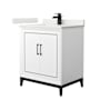 Wyndham Collection Marlena 30" Free Standing Single Basin Vanity Set with Cabinet and Quartz Vanity Top White / White Quartz Top / Matte Black Hardware