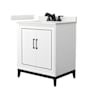 Wyndham Collection Marlena 30" Free Standing Single Basin Vanity Set with Cabinet and Quartz Vanity Top White / White Quartz Top / Matte Black Hardware