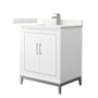 Wyndham Collection Marlena 30" Free Standing Single Basin Vanity Set with Cabinet and Quartz Vanity Top White / Giotto Quartz Top / Brushed Nickel Hardware