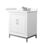 Wyndham Collection Marlena 30" Free Standing Single Basin Vanity Set with Cabinet and Quartz Vanity Top White / Giotto Quartz Top / Brushed Nickel Hardware