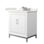 Wyndham Collection Marlena 30" Free Standing Single Basin Vanity Set with Cabinet and Quartz Vanity Top White / White Quartz Top / Brushed Nickel Hardware