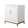 Wyndham Collection Marlena 30" Single Free Standing Vanity Cabinet Only - Less Vanity Top White / Satin Bronze Hardware