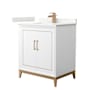 Wyndham Collection Marlena 30" Free Standing Single Basin Vanity Set with Cabinet and Quartz Vanity Top White / Giotto Quartz Top / Satin Bronze Hardware