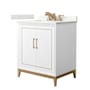 Wyndham Collection Marlena 30" Free Standing Single Basin Vanity Set with Cabinet and Quartz Vanity Top White / Giotto Quartz Top / Satin Bronze Hardware