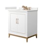 Wyndham Collection Marlena 30" Free Standing Single Basin Vanity Set with Cabinet and Quartz Vanity Top White / White Quartz Top / Satin Bronze Hardware