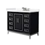 Wyndham Collection Marlena 42" Free Standing Single Basin Vanity Set with Cabinet and Cultured Marble Vanity Top Black / Carrara Cultured Marble Top / Brushed Nickel Hardware
