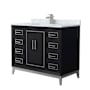 Wyndham Collection Marlena 42" Free Standing Single Basin Vanity Set with Cabinet and Marble Vanity Top Black / Brushed Nickel Hardware
