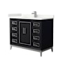 Wyndham Collection Marlena 42" Free Standing Single Basin Vanity Set with Cabinet and Quartz Vanity Top Black / Giotto Quartz Top / Brushed Nickel Hardware