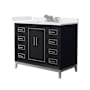 Wyndham Collection Marlena 42" Free Standing Single Basin Vanity Set with Cabinet and Cultured Marble Vanity Top Black / White Cultured Marble Top / Brushed Nickel Hardware