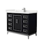 Wyndham Collection Marlena 42" Free Standing Single Basin Vanity Set with Cabinet and Quartz Vanity Top Black / White Quartz Top / Brushed Nickel Hardware