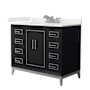 Wyndham Collection Marlena 42" Free Standing Single Basin Vanity Set with Cabinet and Quartz Vanity Top Black / White Quartz Top / Brushed Nickel Hardware
