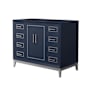 Wyndham Collection Marlena 42" Single Free Standing Vanity Cabinet Only - Less Vanity Top Dark Blue / Brushed Nickel Hardware