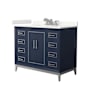 Wyndham Collection Marlena 42" Free Standing Single Basin Vanity Set with Cabinet and Quartz Vanity Top Dark Blue / Giotto Quartz Top / Brushed Nickel Hardware