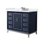 Wyndham Collection Marlena 42" Free Standing Single Basin Vanity Set with Cabinet and Cultured Marble Vanity Top Dark Blue / White Cultured Marble Top / Brushed Nickel Hardware