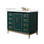 Wyndham Collection Marlena 42" Free Standing Single Basin Vanity Set with Cabinet and Cultured Marble Vanity Top Green / Carrara Cultured Marble Top / Satin Bronze Hardware