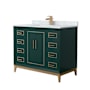 Wyndham Collection Marlena 42" Free Standing Single Basin Vanity Set with Cabinet and Marble Vanity Top Green / Satin Bronze Hardware