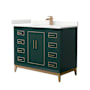 Wyndham Collection Marlena 42" Free Standing Single Basin Vanity Set with Cabinet and Quartz Vanity Top Green / Giotto Quartz Top / Satin Bronze Hardware