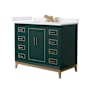 Wyndham Collection Marlena 42" Free Standing Single Basin Vanity Set with Cabinet and Cultured Marble Vanity Top Green / White Cultured Marble Top / Satin Bronze Hardware