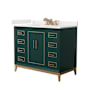 Wyndham Collection Marlena 42" Free Standing Single Basin Vanity Set with Cabinet and Quartz Vanity Top Green / White Quartz Top / Satin Bronze Hardware