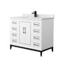 Wyndham Collection Marlena 42" Free Standing Single Basin Vanity Set with Cabinet and Marble Vanity Top White / Matte Black Hardware