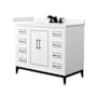 Wyndham Collection Marlena 42" Free Standing Single Basin Vanity Set with Cabinet and Quartz Vanity Top White / Giotto Quartz Top / Matte Black Hardware