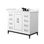Wyndham Collection Marlena 42" Free Standing Single Basin Vanity Set with Cabinet and Cultured Marble Vanity Top White / White Cultured Marble Top / Matte Black Hardware