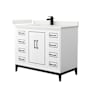 Wyndham Collection Marlena 42" Free Standing Single Basin Vanity Set with Cabinet and Quartz Vanity Top White / White Quartz Top / Matte Black Hardware