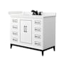Wyndham Collection Marlena 42" Free Standing Single Basin Vanity Set with Cabinet and Quartz Vanity Top White / White Quartz Top / Matte Black Hardware