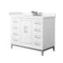 Wyndham Collection Marlena 42" Free Standing Single Basin Vanity Set with Cabinet and Cultured Marble Vanity Top White / Carrara Cultured Marble Top / Brushed Nickel Hardware