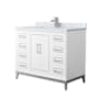 Wyndham Collection Marlena 42" Free Standing Single Basin Vanity Set with Cabinet and Marble Vanity Top White / Brushed Nickel Hardware