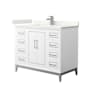 Wyndham Collection Marlena 42" Free Standing Single Basin Vanity Set with Cabinet and Quartz Vanity Top White / Giotto Quartz Top / Brushed Nickel Hardware