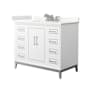 Wyndham Collection Marlena 42" Free Standing Single Basin Vanity Set with Cabinet and Quartz Vanity Top White / Giotto Quartz Top / Brushed Nickel Hardware