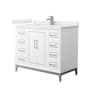 Wyndham Collection Marlena 42" Free Standing Single Basin Vanity Set with Cabinet and Quartz Vanity Top White / White Quartz Top / Brushed Nickel Hardware