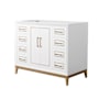 Wyndham Collection Marlena 42" Single Free Standing Vanity Cabinet Only - Less Vanity Top White / Satin Bronze Hardware