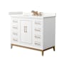 Wyndham Collection Marlena 42" Free Standing Single Basin Vanity Set with Cabinet and Quartz Vanity Top White / Giotto Quartz Top / Satin Bronze Hardware