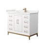 Wyndham Collection Marlena 42" Free Standing Single Basin Vanity Set with Cabinet and Quartz Vanity Top White / White Quartz Top / Satin Bronze Hardware