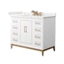 Wyndham Collection Marlena 42" Free Standing Single Basin Vanity Set with Cabinet and Quartz Vanity Top White / White Quartz Top / Satin Bronze Hardware