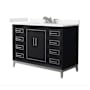 Wyndham Collection Marlena 48" Free Standing Single Basin Vanity Set with Cabinet and Cultured Marble Vanity Top Black / Carrara Cultured Marble Top / Brushed Nickel Hardware