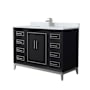 Wyndham Collection Marlena 48" Free Standing Single Basin Vanity Set with Cabinet and Marble Vanity Top Black / Brushed Nickel Hardware