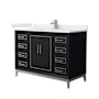 Wyndham Collection Marlena 48" Free Standing Single Basin Vanity Set with Cabinet and Cultured Marble Vanity Top Black / White Cultured Marble Top / Brushed Nickel Hardware