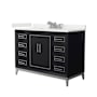Wyndham Collection Marlena 48" Free Standing Single Basin Vanity Set with Cabinet and Quartz Vanity Top Black / White Quartz Top / Brushed Nickel Hardware