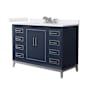Wyndham Collection Marlena 48" Free Standing Single Basin Vanity Set with Cabinet and Cultured Marble Vanity Top Dark Blue / White Cultured Marble Top / Brushed Nickel Hardware