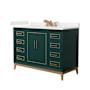 Wyndham Collection Marlena 48" Free Standing Single Basin Vanity Set with Cabinet and Quartz Vanity Top Green / White Quartz Top / Satin Bronze Hardware
