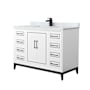 Wyndham Collection Marlena 48" Free Standing Single Basin Vanity Set with Cabinet and Marble Vanity Top White / Matte Black Hardware