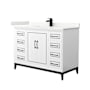 Wyndham Collection Marlena 48" Free Standing Single Basin Vanity Set with Cabinet and Quartz Vanity Top White / Giotto Quartz Top / Matte Black Hardware