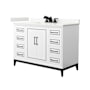 Wyndham Collection Marlena 48" Free Standing Single Basin Vanity Set with Cabinet and Quartz Vanity Top White / Giotto Quartz Top / Matte Black Hardware