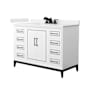 Wyndham Collection Marlena 48" Free Standing Single Basin Vanity Set with Cabinet and Cultured Marble Vanity Top White / White Cultured Marble Top / Matte Black Hardware