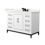 Wyndham Collection Marlena 48" Free Standing Single Basin Vanity Set with Cabinet and Quartz Vanity Top White / White Quartz Top / Matte Black Hardware